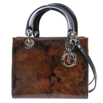 Dior Vintage Lady Dior Bag Patent Brown Patent_Leather Handbag (Pre-Owned)