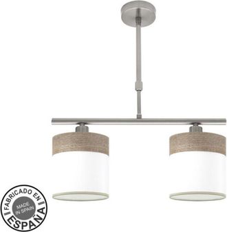 Fabrilamp Lampara Cloe 2xe14 Niquel/blanca-madera Gris Regx43x14 Cm - Fabrilamp