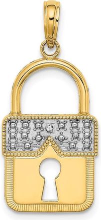 Diamond2Deal 14k Yellow Gold Rhodium Lock Charm