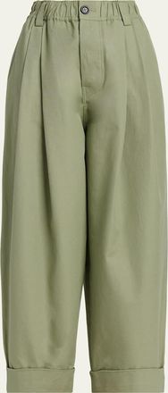 Marni Pleated Canvas Wide-Leg Pants