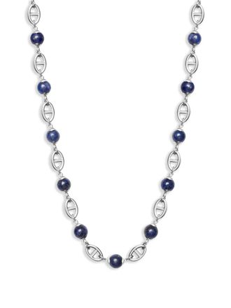 Nialaya mariner chain necklace - men - stainless steel/Lapis Lazuli - OS - Blue