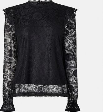 Pieces Womens High Neck Regular Fit Blouse - Black - Size: 14