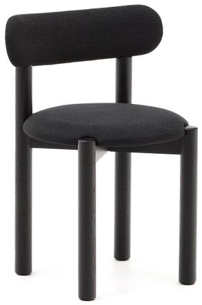 K Home Hochwertiger Massivholz Stuhl Nebay - Eiche Schwarz/Chenille Beige