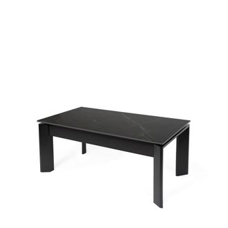 Koketto Home Mesa elevable tapa porcel&aacute;nica negro y patas metal negro