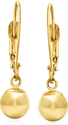 Ross-Simons 6mm 14kt Yellow Gold Shiny Bead Drop Earrings