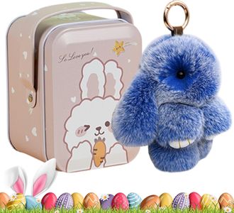 Generic Bunnylu-lu Keychain, 15cm Plush Bunny Keychain, Bunny-Lulu Keyring In A Tin, Easter Bunny Keychain with Iron Box, Stuffed Bunny Key Charm, Soft Rabbit