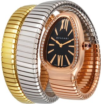 Bulgari Serpenti Tubogas Quartz Diamond Black Dial Ladies Watch 102948
