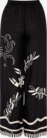 Eres Bestickte Leinenhose mit weitem Bein Octopus