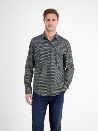 Lerros Langarmhemd LERROS LERROS Langarmhemd mit grafischem Muster, Herren, Gr. XXL, Normal- und Kurzgr&ouml;ssen, classic navy, 100% Baumwolle, Hemden Langarmhem