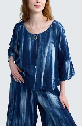 Luukaa D'Celli Avery Batik-effect Muslin Blouse in Candy Sky at Nordstrom, Size X-Large/xx-Large