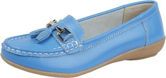 Jo & Joe Womens Nautical Leather Loafer (Azure 8 UK)