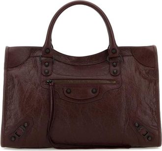 Balenciaga Burgundy Leather Medium Le City Handbag