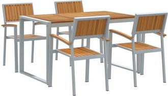 vidaXL Garden Dining Set 5 pcs Grey and brown 140 x 80 x 75 cm Vidaxl