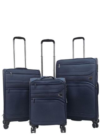 Infinity Leather Unisex Lightweight Navy 8 Wheel Travel Luggage Suitcases Nylon - Size Medium