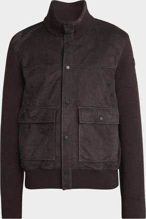 Moncler Men & apos;s Wool and Suede Snap-Front Cardigan