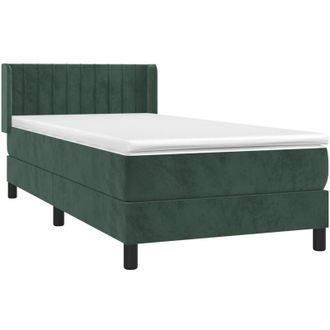 vidaXL Cama Box Spring Con Colch&oacute;n Terciopelo Verde Oscuro 90x190 Cm Vidaxl