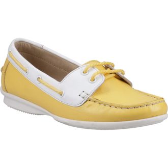 Hush Puppies Irene Leather Womens Yellow Boat Shoes - Size UK 4