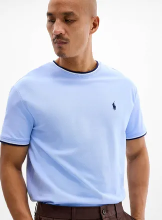 Polo Ralph Lauren Polo Shirt Ralph Lauren - Mens Piqu&eacute;-knit striped-trim T-shirt