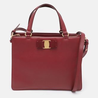 Ferragamo Tracy Burgundy Leather Shoulder Bag