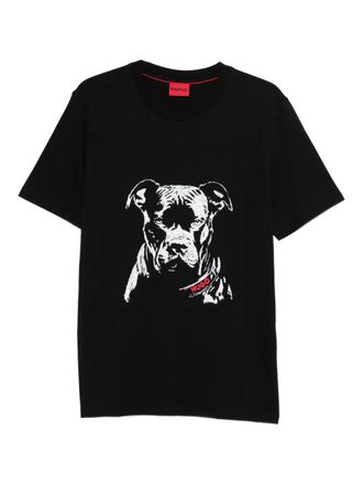 HUGO BOSS dog-graphic T-shirt - men - Cotton - S - Black