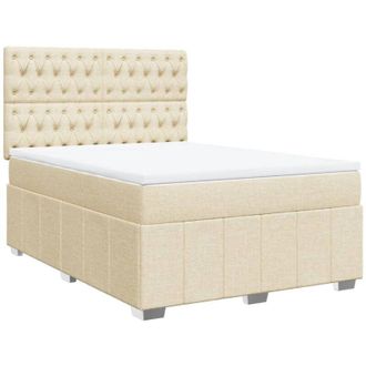 vidaXL Vidaxl - Cama Box Spring Con Colch&oacute;n Tela Color Crema 140x200 Cm