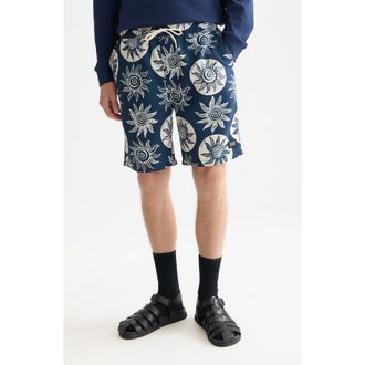 Scotch & Soda Print Swim Trunks in Suns Captains Blue at Nordstrom, Size Xx-Large