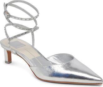 Dolce Vita Loklyn Pump Womens Silver Patent Leather Kitten Heel HTAT1076
