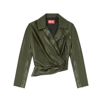 Diesel Dames, Jassen, Groen, Maat: 2XS Leer