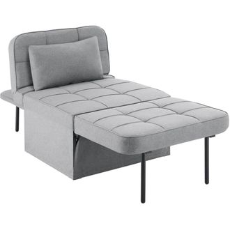 TecTake Puf cama 4 en 1 vers&aacute;til y ajustable en 6 posiciones, gris claro