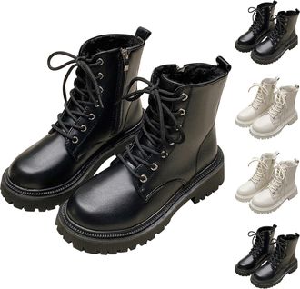 Generic Womens Winter Ankle Boots with Side Zipper Warm Fur Lined Lace Up Snow Boots Platform Water-resistan Short Booties Ladies Lug Sole Anti-Slip Walking H