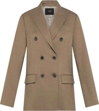 Seventy Giacca doppiopetto in flanellina misto lana - Dames - Jassen - Beige - Maat: XL Flanel