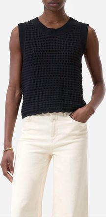 Closed Crochet Tank Top In Black
