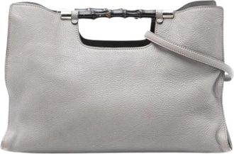 Gucci Pre-owned Handbags, female, Gray, Size: ONE SIZE Pre-owned Leather Handbag