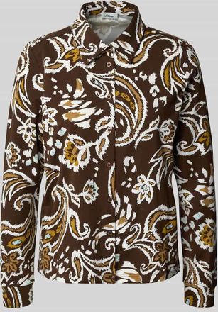 s.Oliver Red Label Relaxed Fit Langarmbluse aus Baumwoll-Mix in Dunkelbraun, Größe 34