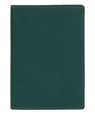Smythson fold-over passport cover - unisex - Calf Leather/Paper - One Size - Green