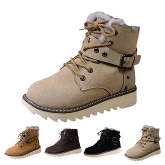 Generic Womens Winter High Top Boots Thickened Fleece Lined Platform Boots Casual Warm Faux Fur Short Snow Boot Ladies Lace Up Ankle Booties Waterproof Anti S