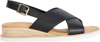 Dune London Lemesos leren platte sandalen voor dames (Zwart)