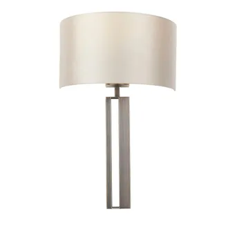 Loops Brushed Bronze Slotted Wall Light Fitting & Mink Satin Half Shade - Dimmable