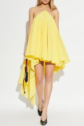 Jacquemus Pleated Dress With An Asymmetric Cut, Womens, Yellow