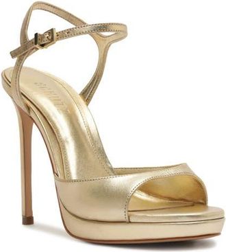 Schutz Scarelett Ankle Strap Platform Sandal in Platina at Nordstrom, Size 8.5