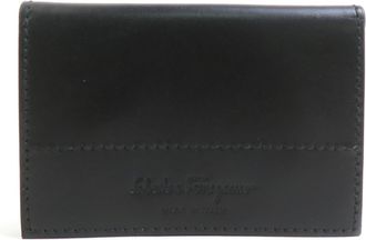 Ferragamo Black Leather Coin Purse/Coin Case (Pre-Owned)