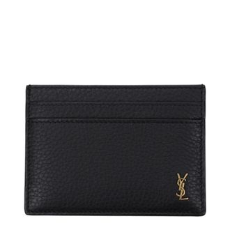 Saint Laurent Tiny Cassandre Damens Dokumentenhalter aus Leder, Schwarz
