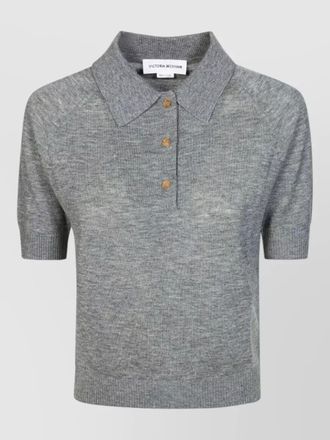 Victoria Beckham knit polo top short sleeves ribbed trims