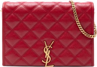 Saint Laurent Tweedehands Mini Gequilt Lamsleren Becky Schoudertas met Ketting