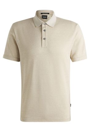 HUGO BOSS Mens H-press 28 Polo Shirt Light Beige Cotton - Size Medium