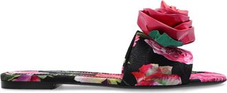 Dolce & Gabbana Sandali slides a fiori - Nero