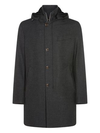 Montecore hooded button coat - men - Virgin Wool/Elastane - 54 - Grey