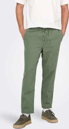 Only & Sons Stoffhose ONLY & SONS ONSLINUS CROP 0007 COT LIN PNT NOOS, Herren, Gr. XXL, N-Gr, sea spray, Web, Obermaterial: 75% Baumwolle, 25% Leinen, unifarben, 