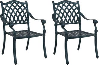 vidaXL Silla De Jard&iacute;n 2 Pcs Verde 55 X 56.5 X 91cm Aluminio Vidaxl