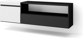 Skraut Home Skraut Home - Mueble Tv, Televisi&oacute;n, Muebles De Sal&oacute;n, Almacenaje, 150x45x35cm, Para Tv Hasta 65, Colgado, Suspendido, Estilo Moderno, Blanco Y Negro